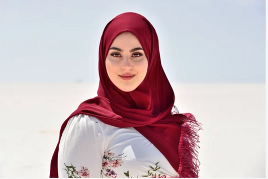 muslim women wearing red scarf