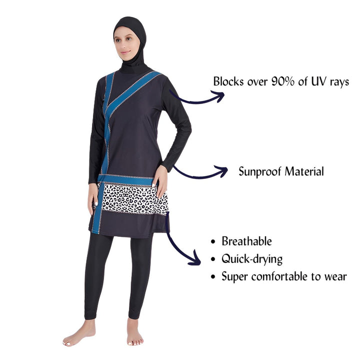 3PCS Muslim Swimwear Set UV ray protection