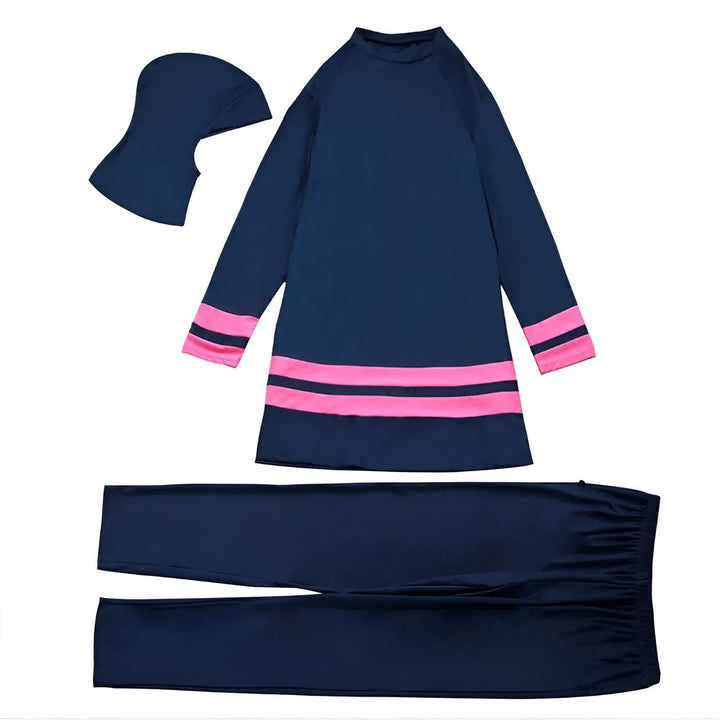 navy blue with pink bottom Modest 