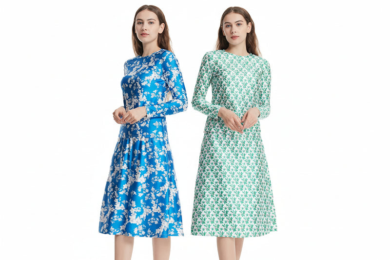 Azure Bloom modest burkini with floral blue pattern