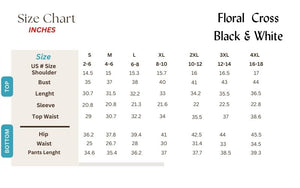 black and white burkini size chart