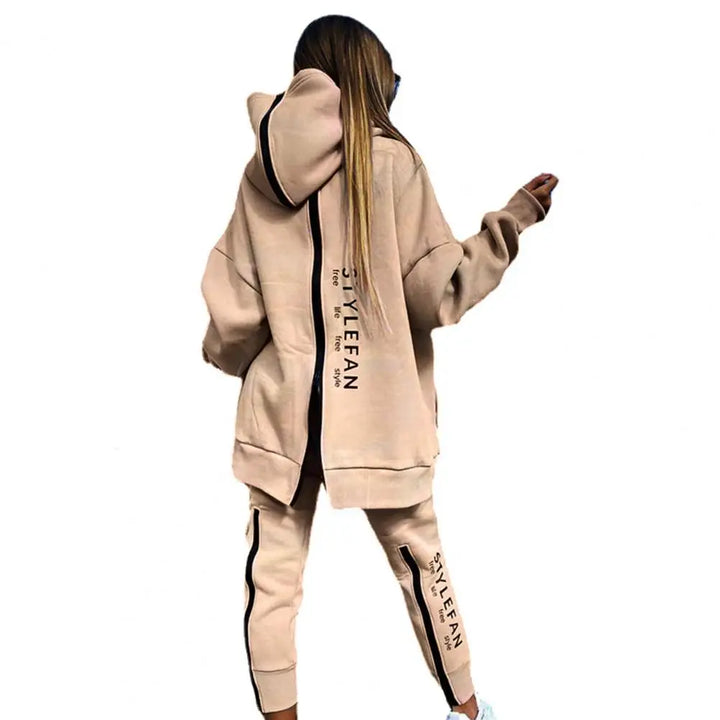 Beige tracksuit with 'STYLEFAN' branding on a white background