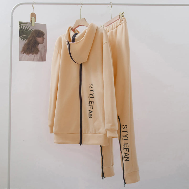 Beige tracksuit with 'STYLEFAN' branding on a white background