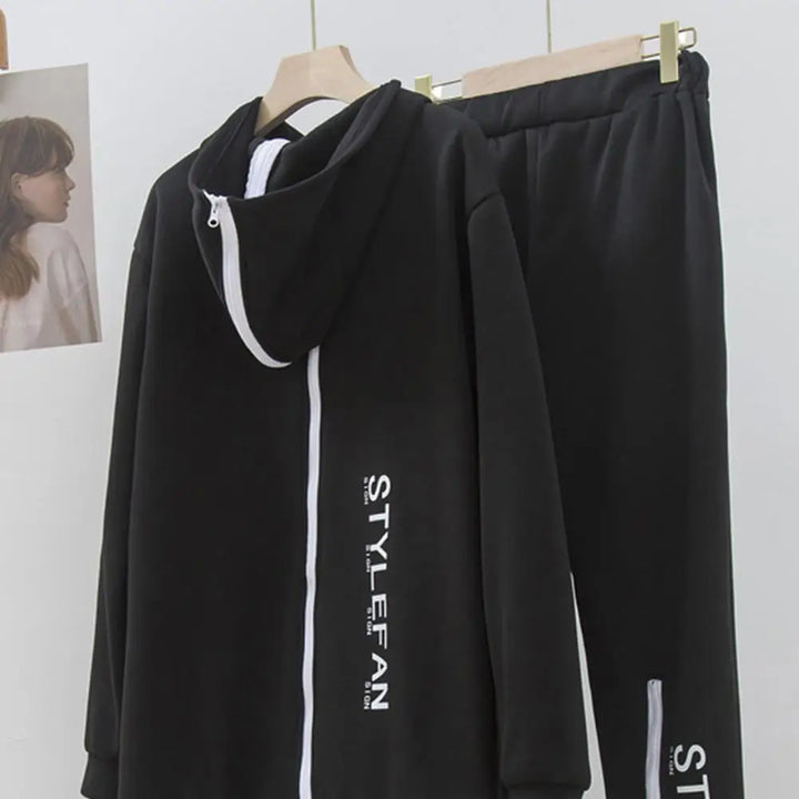 Black hoodie and pants with 'STYLEFAN' branding on a white background