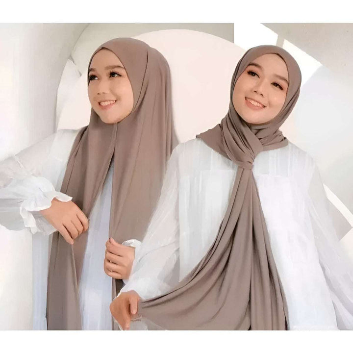 Cotton Jersey Hijab Shawls cream brown