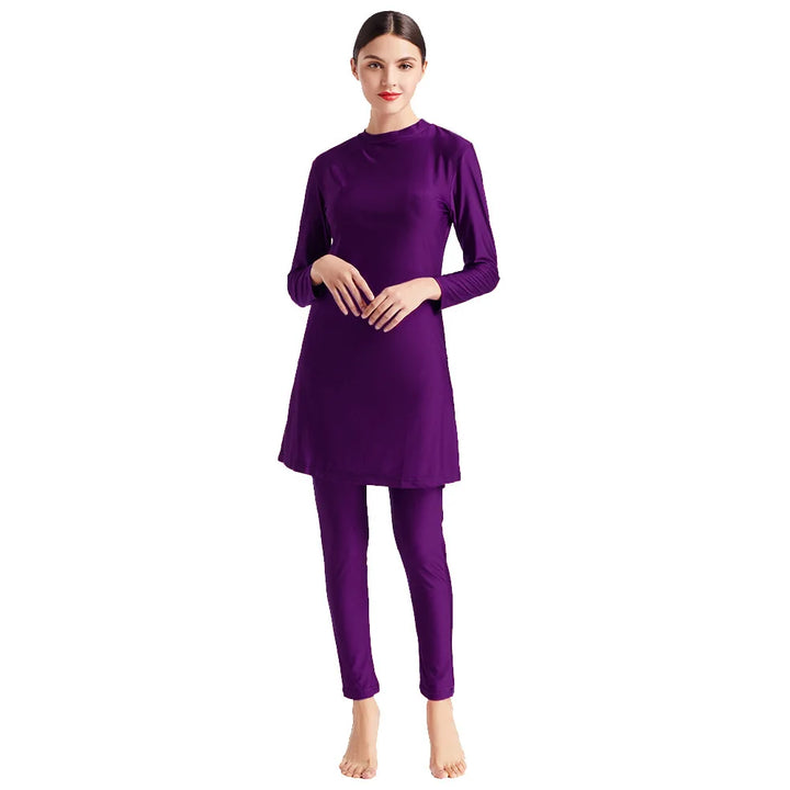 Elegant purple modest swimwear full coverage for Muslim women