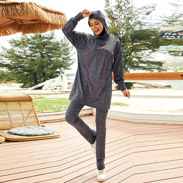Ellie Motion modest activewear set in charcoal rose Modest Gym Set