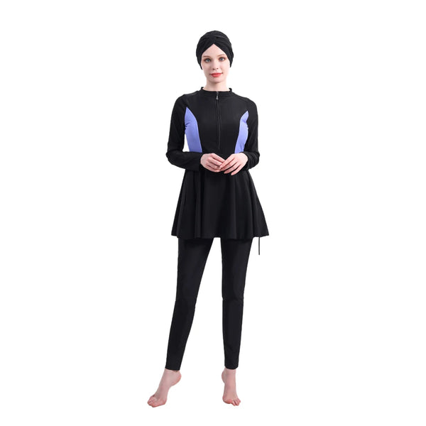 Front zipper burkini with slim-fit leggings for a modest and modern look
