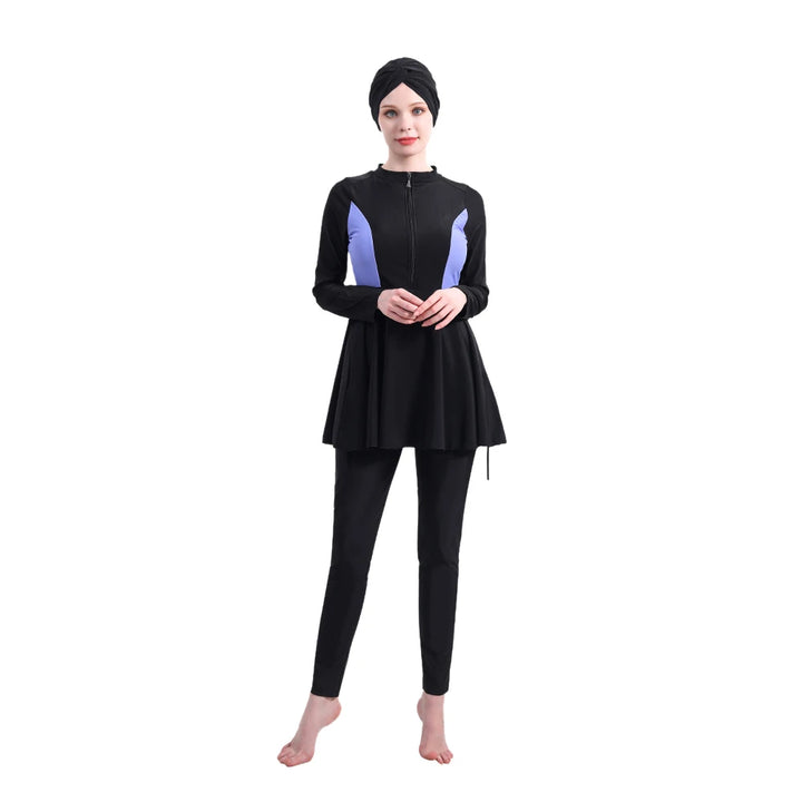 Front zipper burkini with slim-fit leggings for a modest and modern look