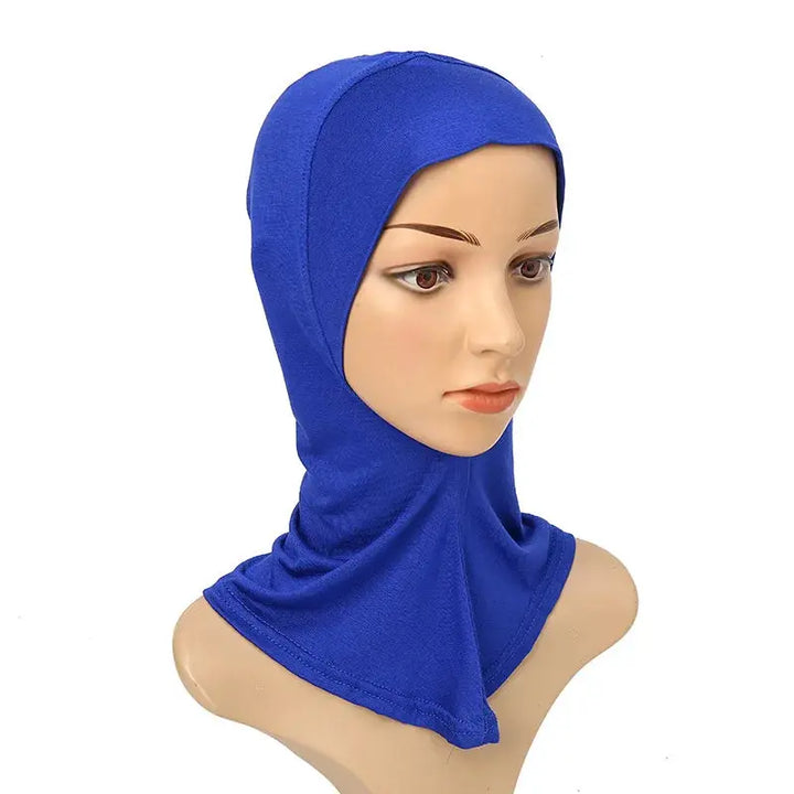 Versatile Underscarf for Women- Cotton Muslim Turban Full Cover Cap Blue