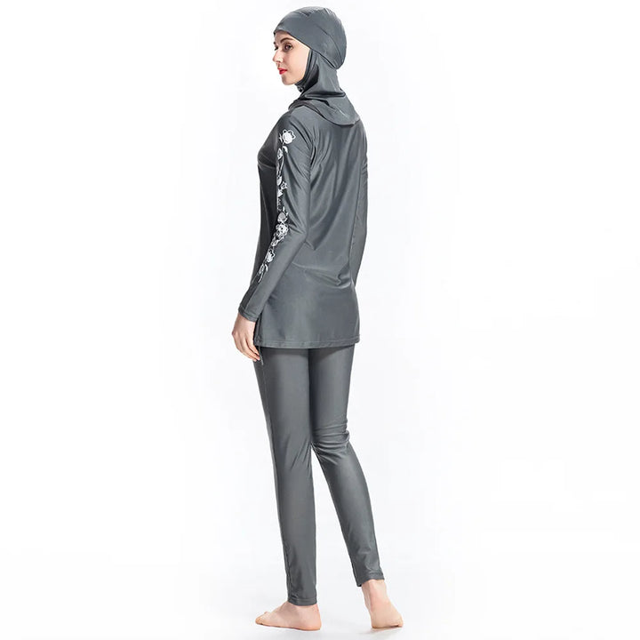 gray burkini modest swimwear