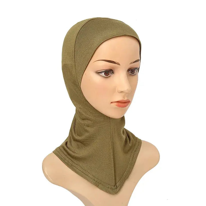 Versatile Underscarf for Women- Cotton Muslim Turban Full Cover Cap Khaki