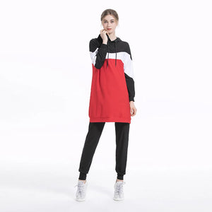 red top modest tracksuit set