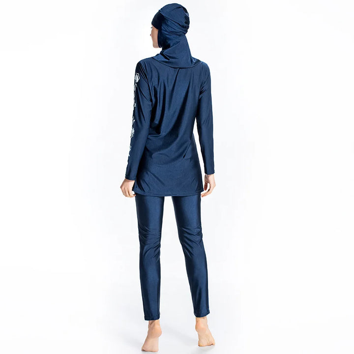 burkini modest swimwear navy blue showing back