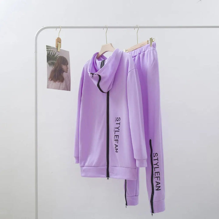 Purple tracksuit with  on a white background