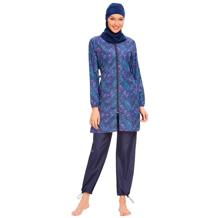 Loose fit modest appareal swimwear for women with digital print design
