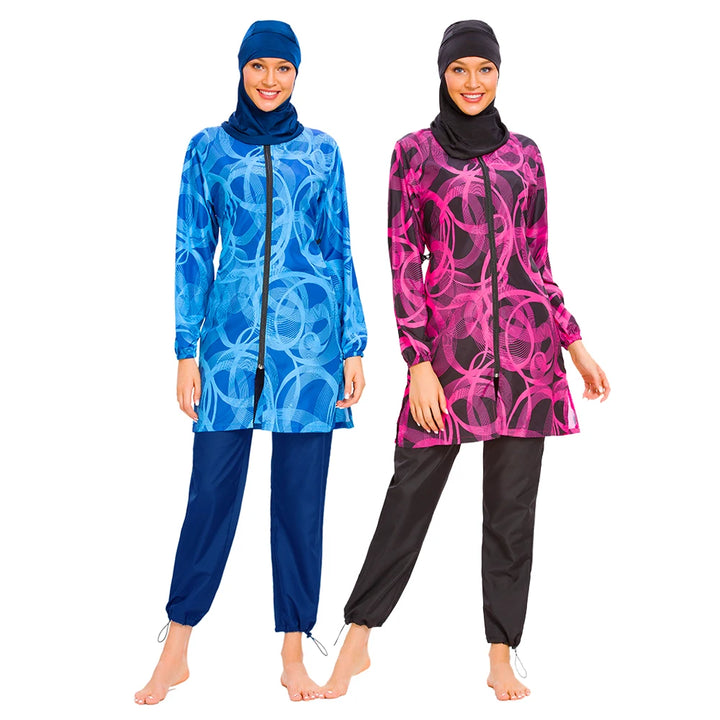 LunaWave modest beach swimwear full set flat lay