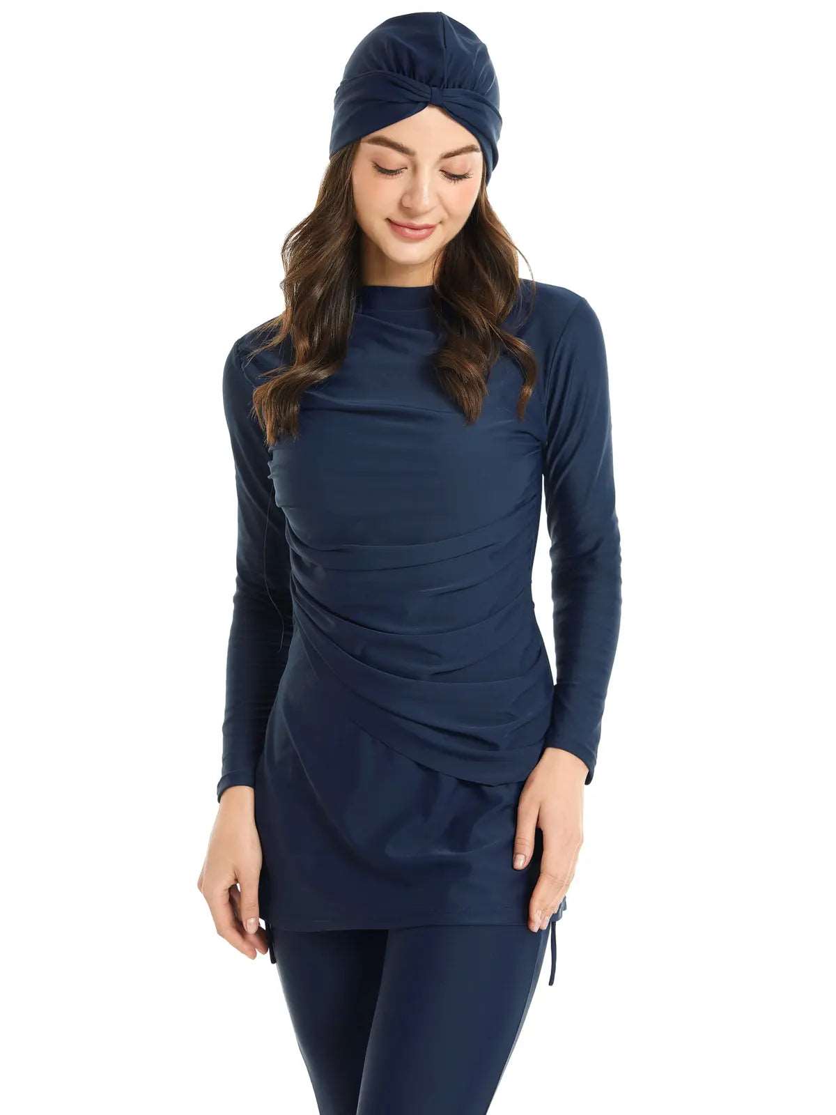 Moderne Design Modest Swimsuit navy blue