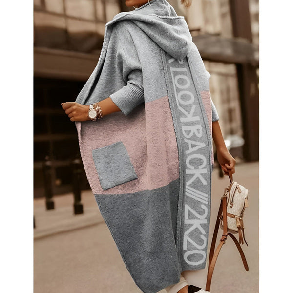 Modest knitted cardigan maxi length loose fit beige