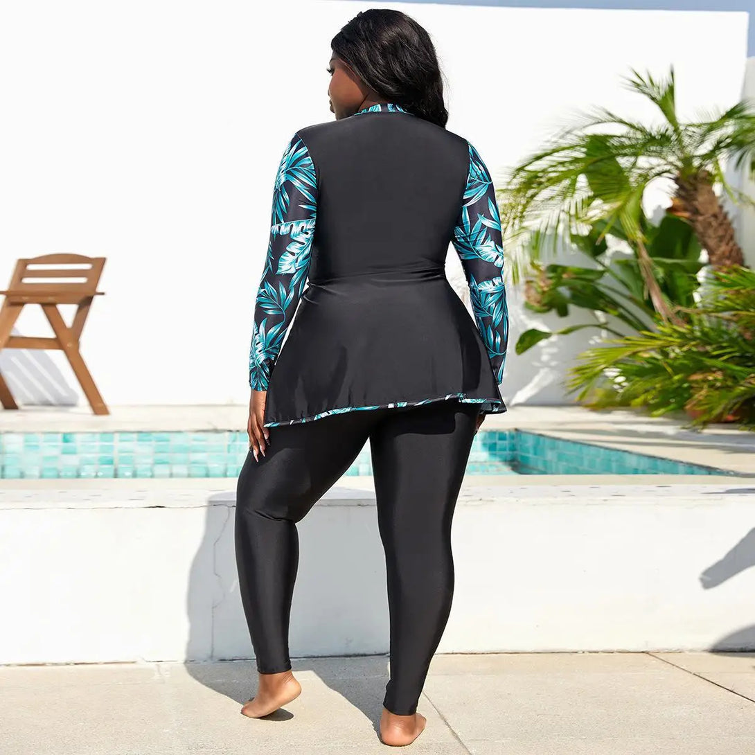 AquaBloom Modest 2-Piece Floral Swimsuit | Modest Beachwear – AFFERMIE
