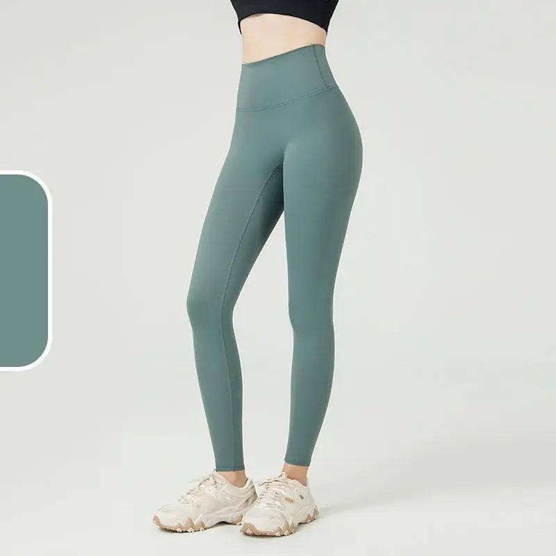 green Naked Feel Seamless Yoga Leggings 