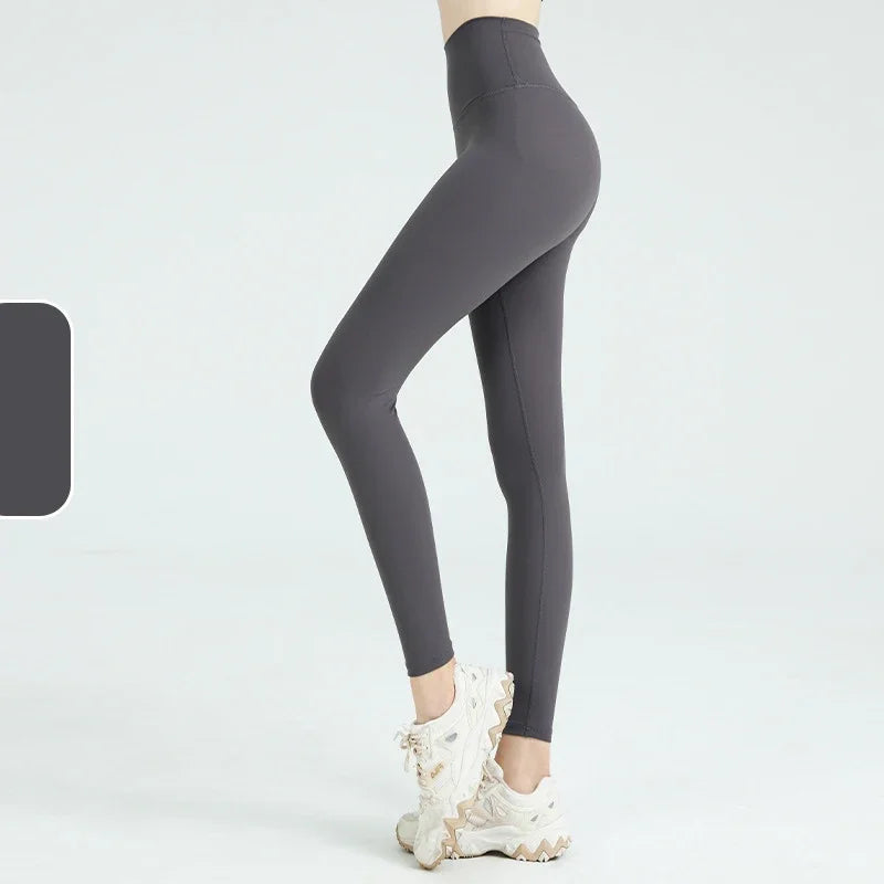 gray Naked Feel Seamless Yoga Leggings 