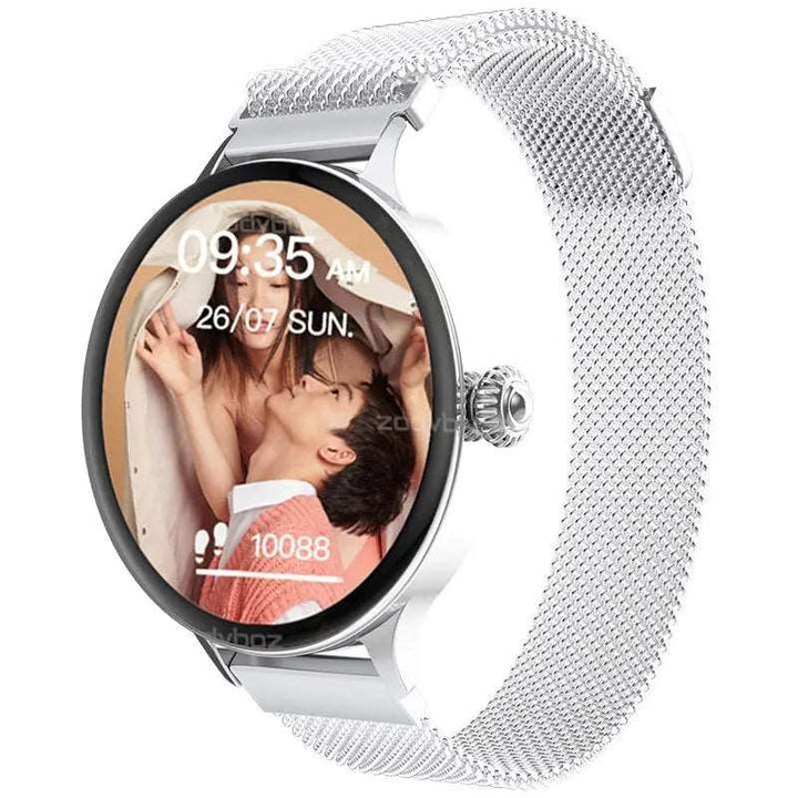 Multifunctional Fashion Smart Watch for Women Silver mesh