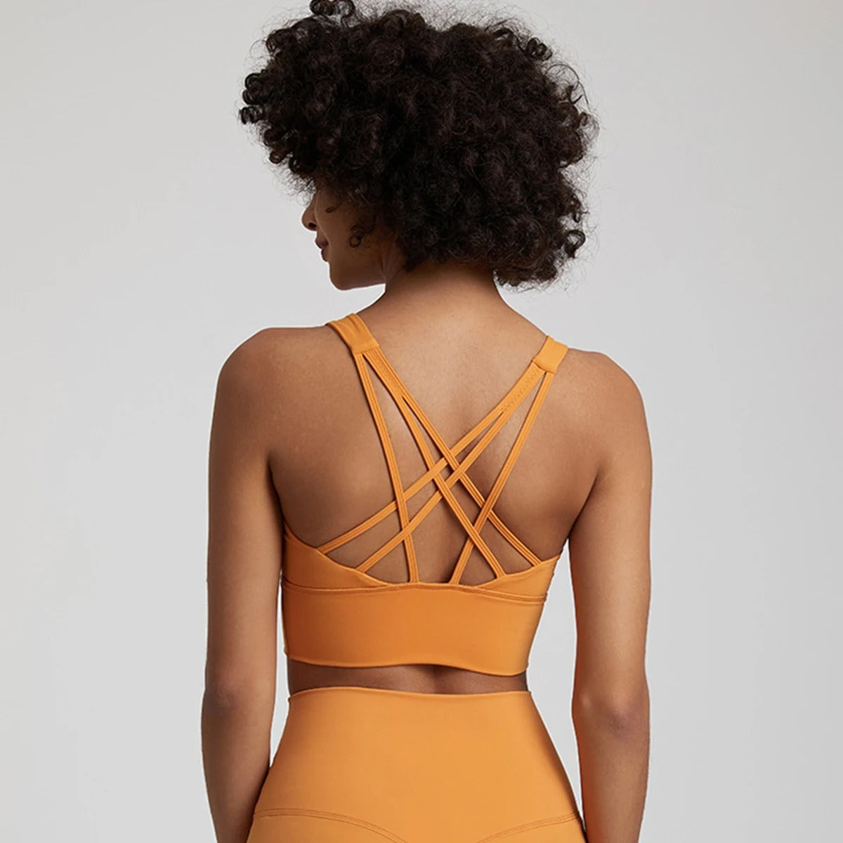 breathable high quality orange sports bra and leggings set