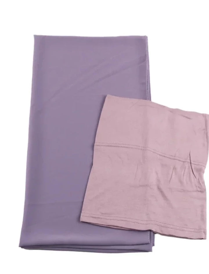 chiffon hijab with matching inner cap set- lavender 