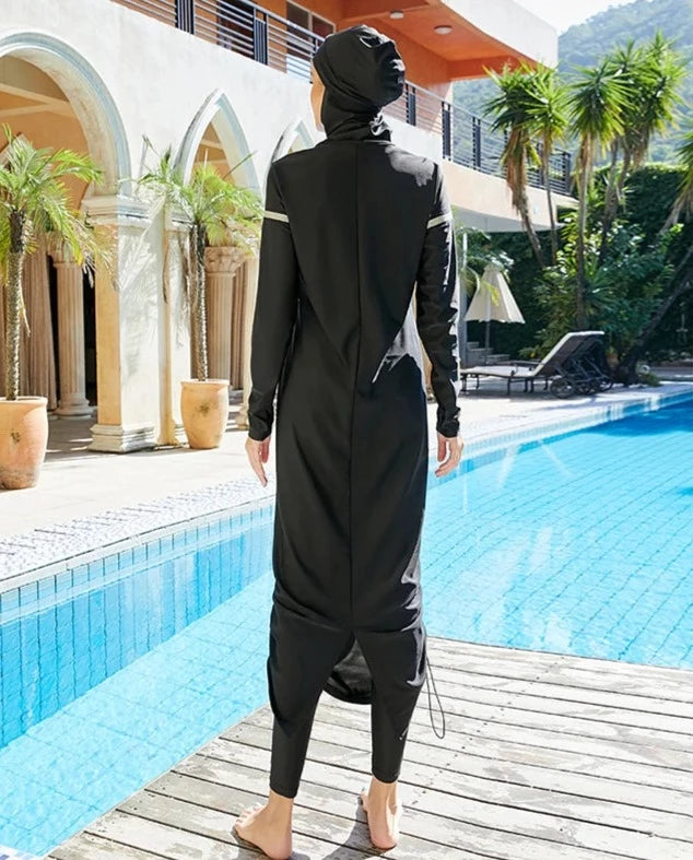 black modest swimwear abaya styled