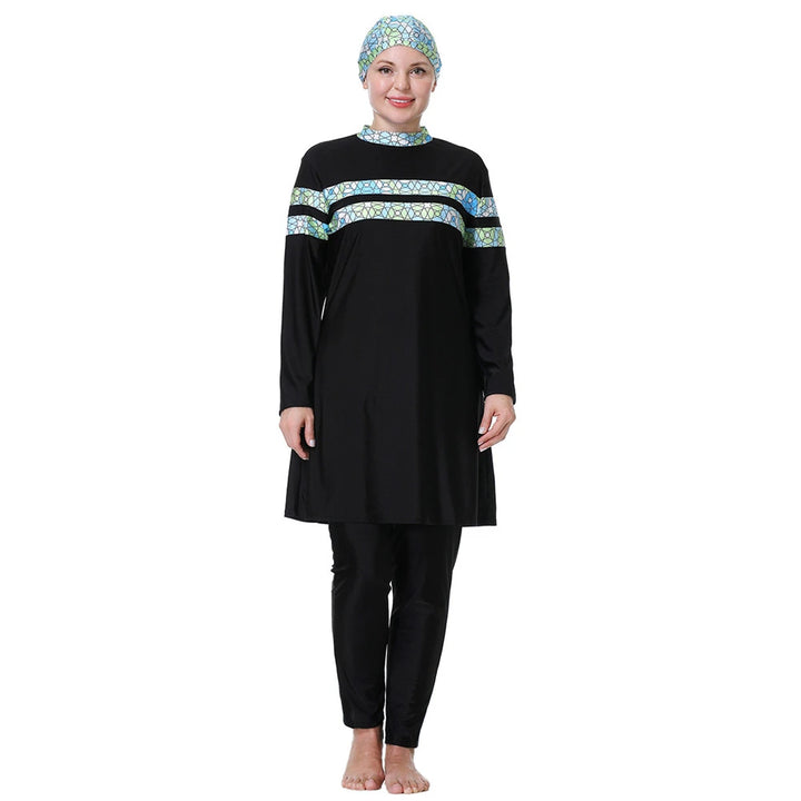 decorative front cross plus size black burkini