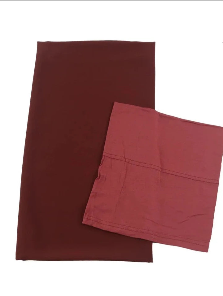 chiffon hijab with matching inner cap set- madder brown