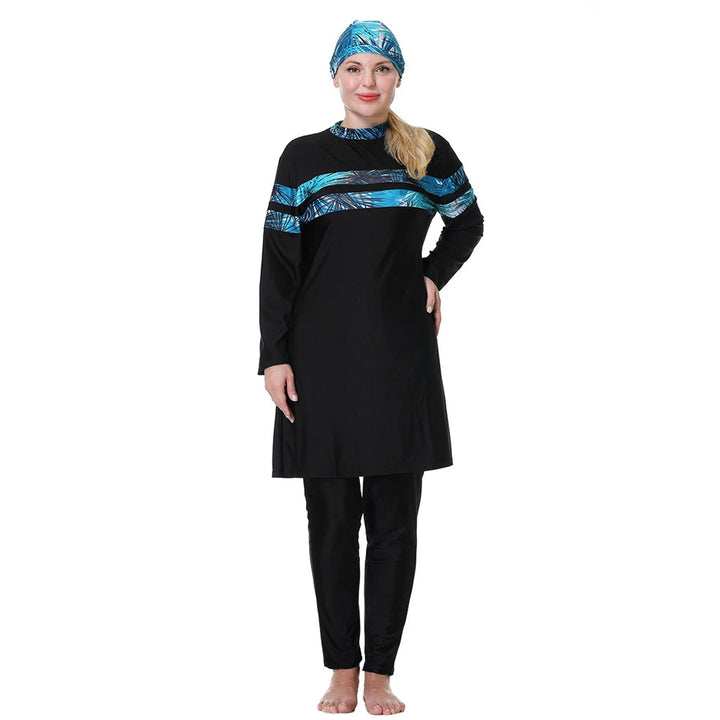 front blue cross floral plus size burkini