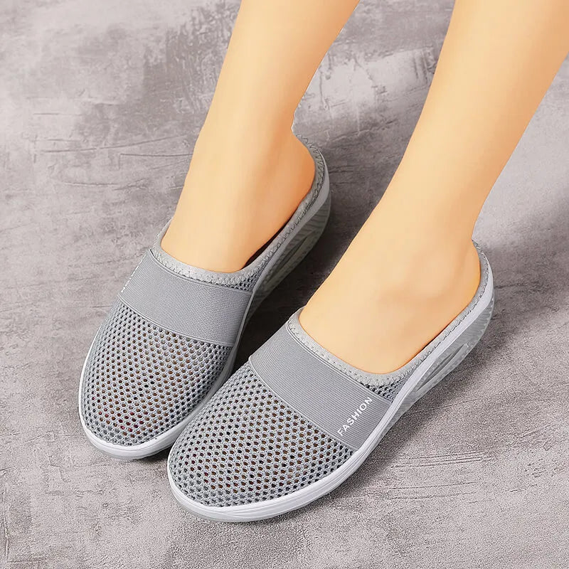 gray airglide sneakers slip ons for women