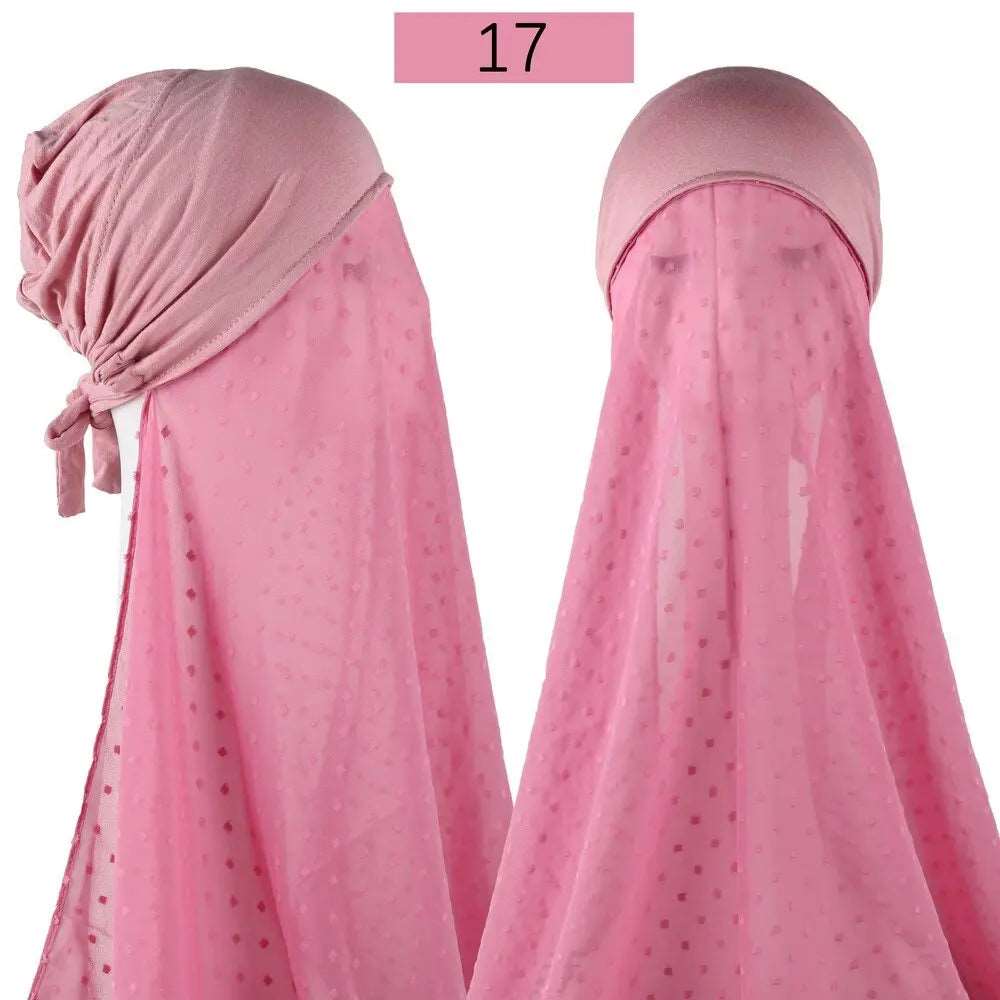 Pinless Chiffon Hijabs with Inner Caps - Easy-to-Wear Headwrap Pink