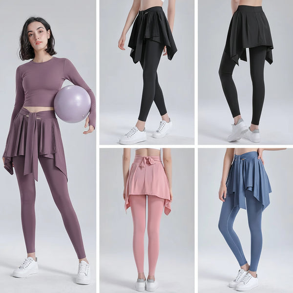 Sculpt Flow skirted yoga pants in mauve orchid with high waist fit