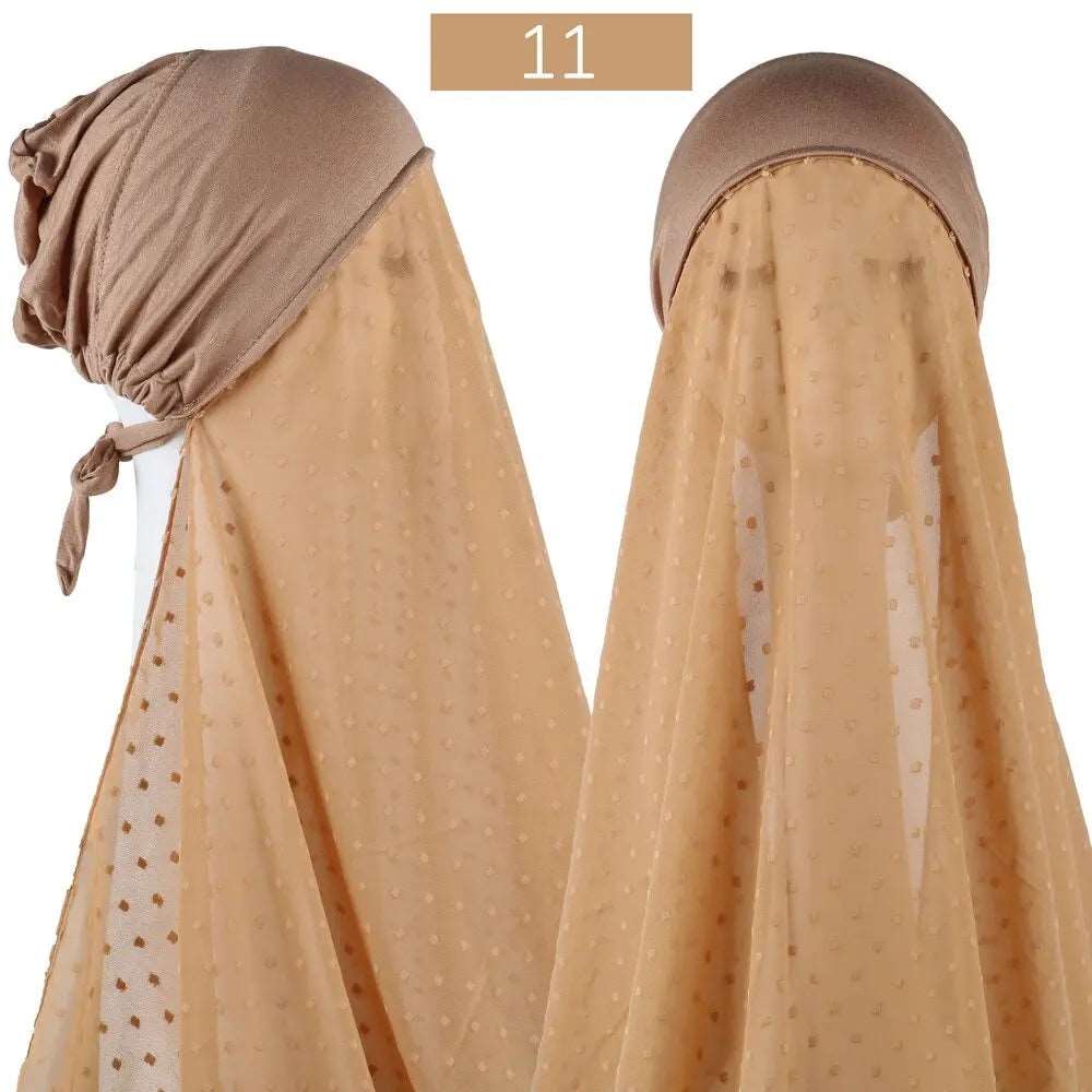 Pinless Chiffon Hijabs with Inner Caps - Easy-to-Wear Headwrap Light Brown