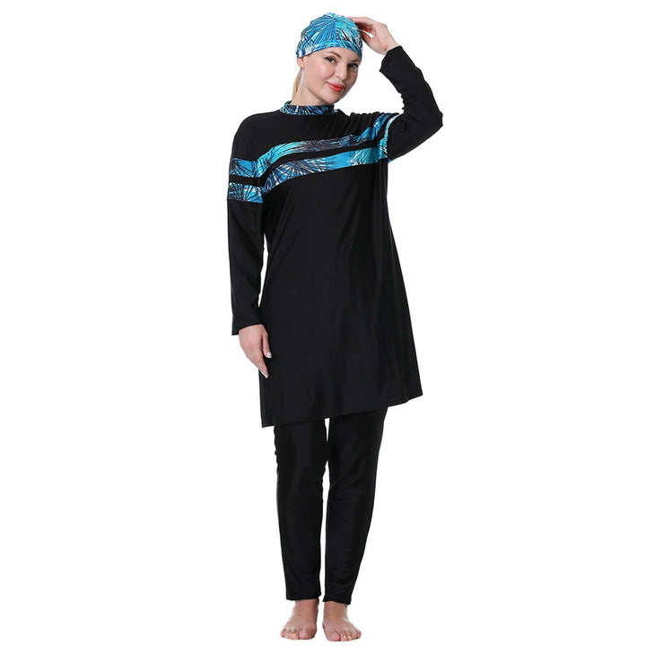 blue cross front black plus size burkini