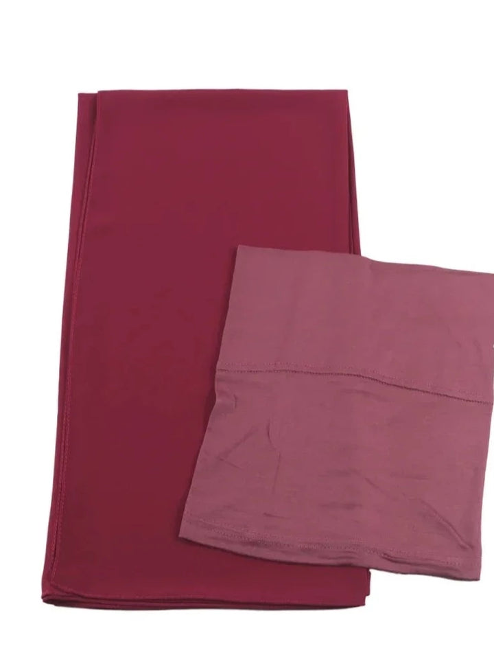 chiffon hijab with matching inner cap set- fuchsia purple