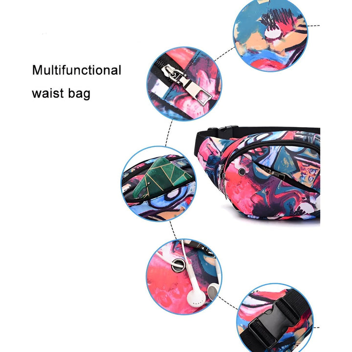 Printed Floral and Geometric Travel Waist Bag