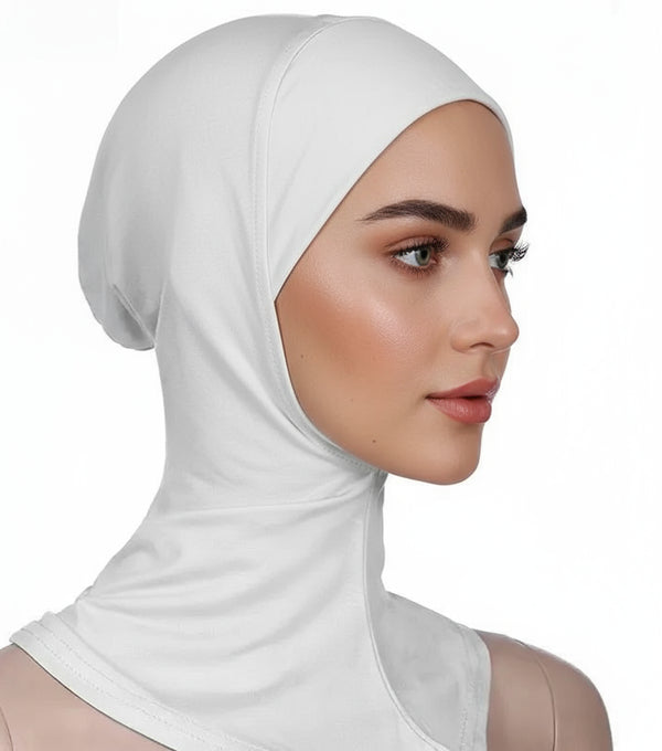 Versatile Muslim Head Scarf - Your Perfect Inner Hijab Cap or Workout Hijab White