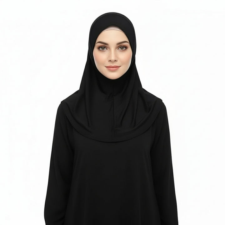 Versatile Underscarf for Women- Cotton Muslim Turban Full Cover Cap Black