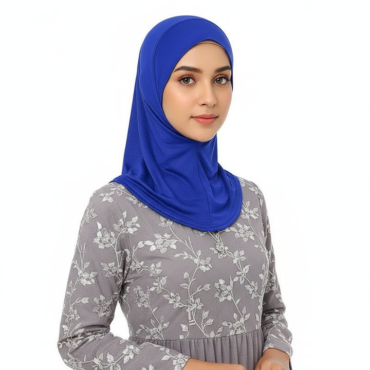 Versatile Underscarf for Women- Cotton Muslim Turban Full Cover Cap Blue