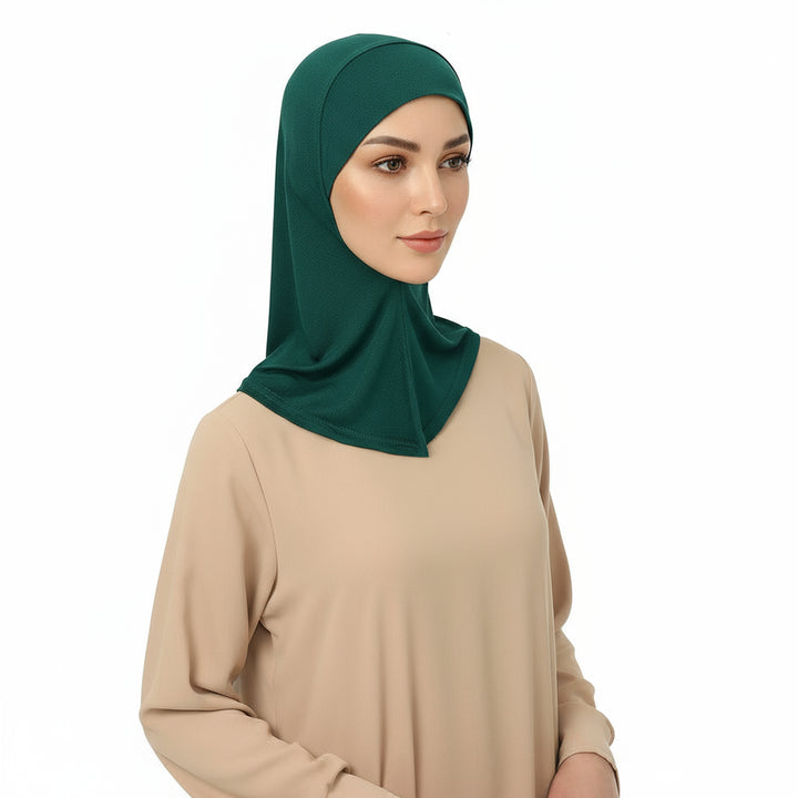 Versatile Underscarf for Women- Cotton Muslim Turban Full Cover Cap Dark Green