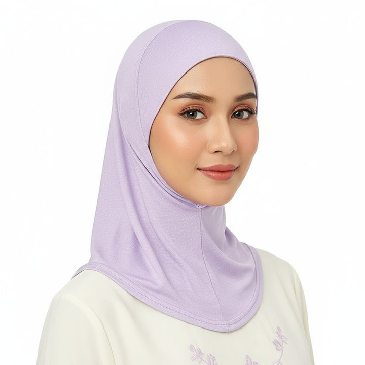 Versatile Underscarf for Women- Cotton Muslim Turban Full Cover Cap Lavender