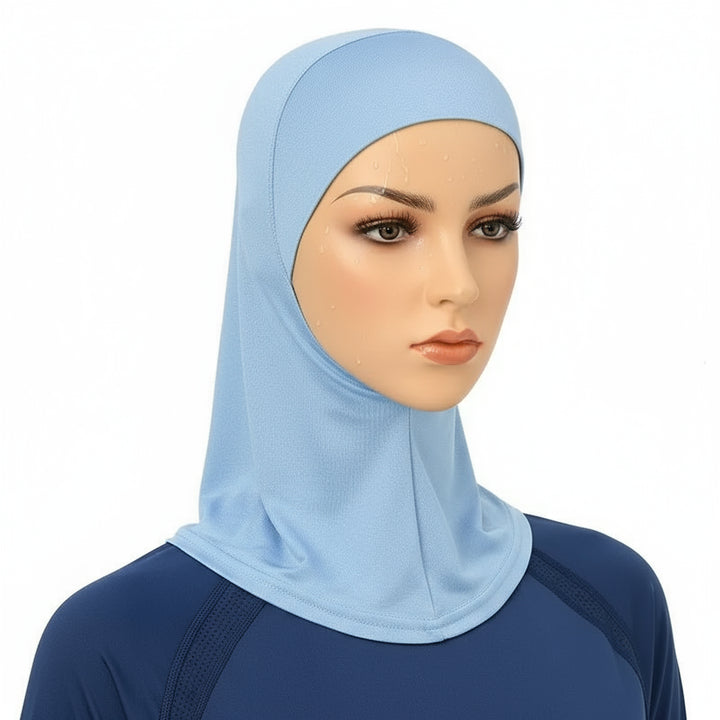 Versatile Underscarf for Women- Cotton Muslim Turban Full Cover Cap Light Blue