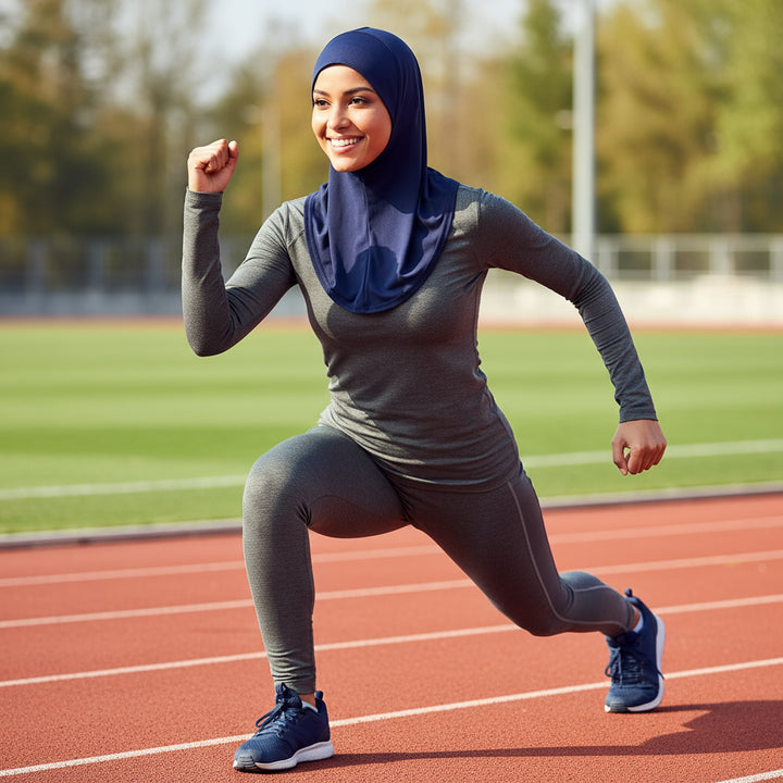 Versatile Underscarf for Women- Cotton Muslim Turban Full Cover Cap Navy Blue