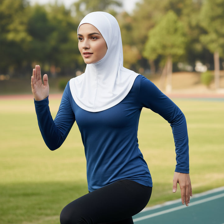 Versatile Underscarf for Women- Cotton Muslim Turban Full Cover Cap White