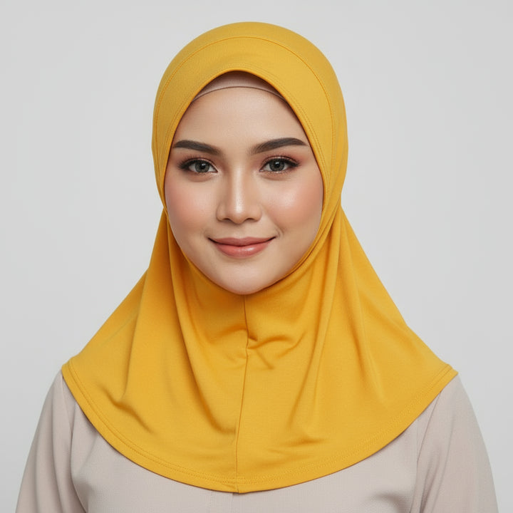 Versatile Underscarf for Women- Cotton Muslim Turban Full Cover Cap Yellow