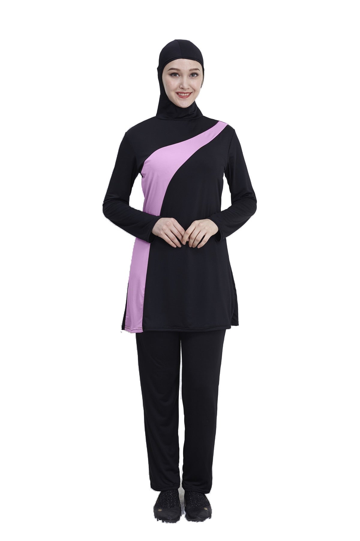 cute Women's Islamic Hooded Swimwear black 